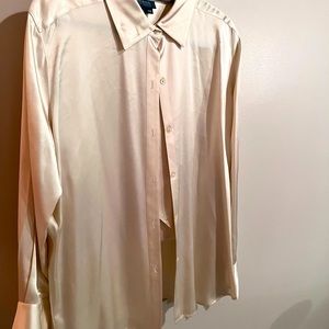 Lauren Ralph Lauren 100% silk button down blouse with scarf size 18w